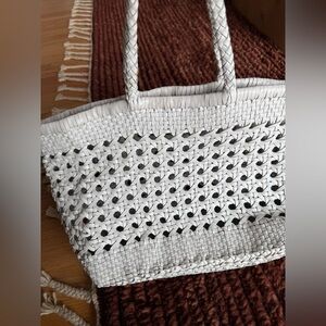Dragon Diffusion Eclipse Woven Leather Tote White